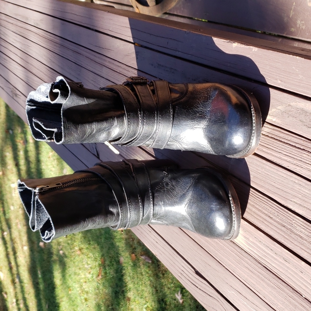 Freebird Bama Black Buckle Leather Ankle Boots